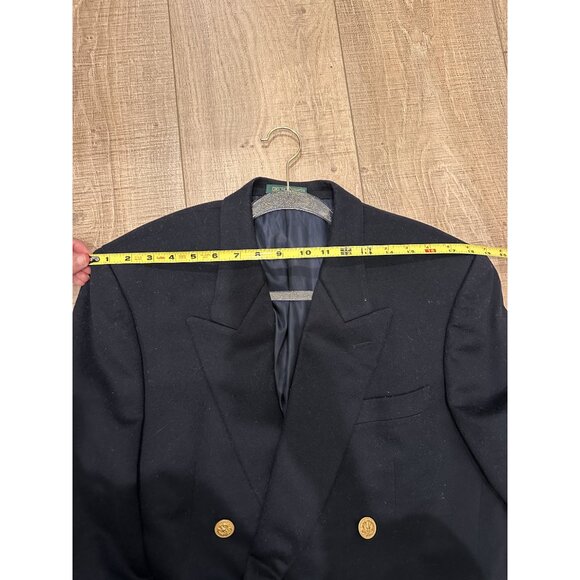 Vintage Paolo Gucci Men’s Navy Blue Double Breasted Gold Logo Buttons Blazer - Picture 3 of 8